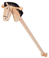 Goki stokpaard: met geschilderde manen l100cm, massief blank gren - afbeelding 1