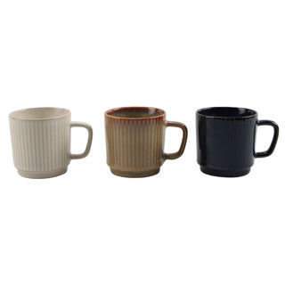 Koffiemok bistro stapelbaar reactive glazed 270 ml assorti | 6 stuks