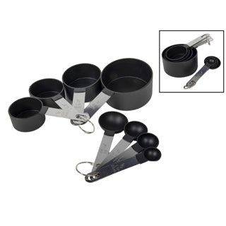 Maatlepelset zwart 8 delig | 4 stuks