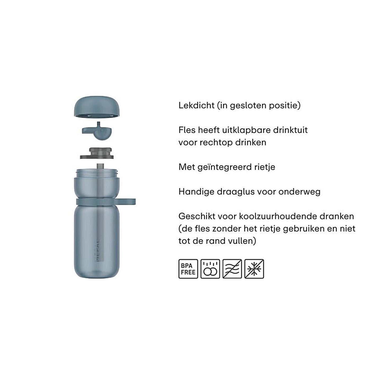 Mepal pop-up drinkfles campus - 400 ml - sluit goed af - drinkbeker voor kinderen - cool blue