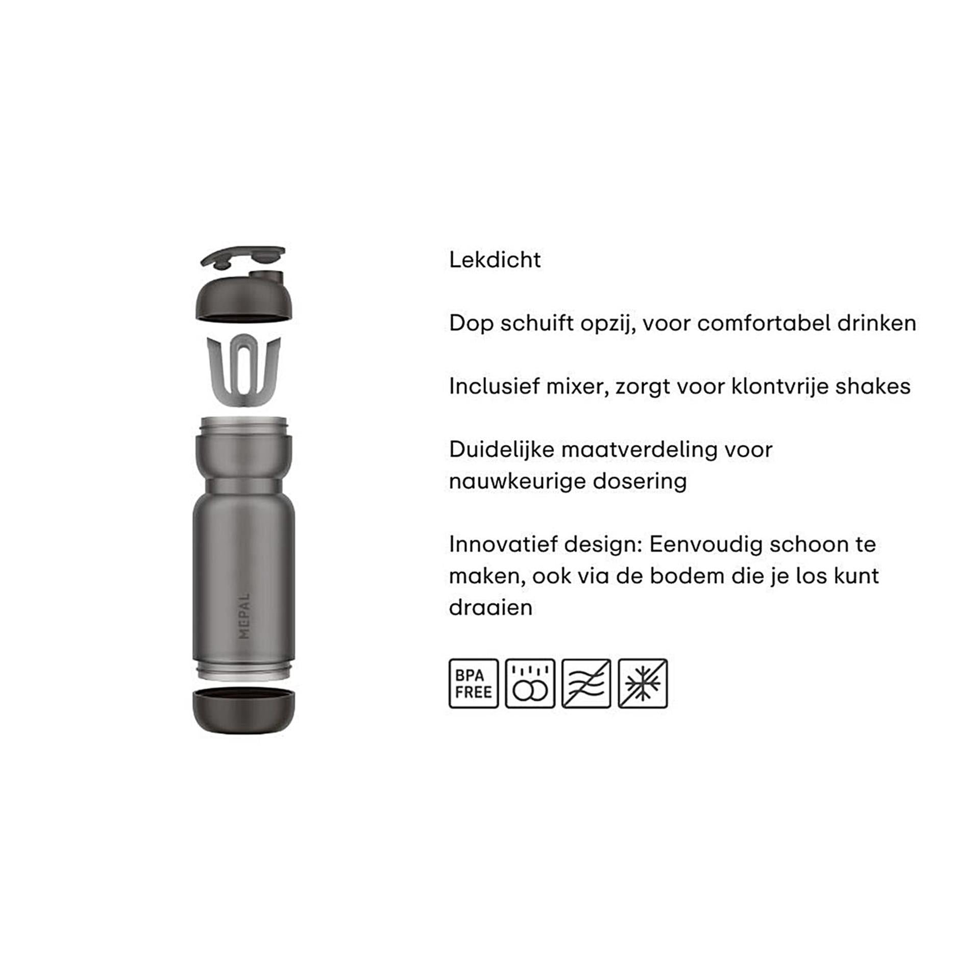 Mepal shakebeker 800ml graphite black