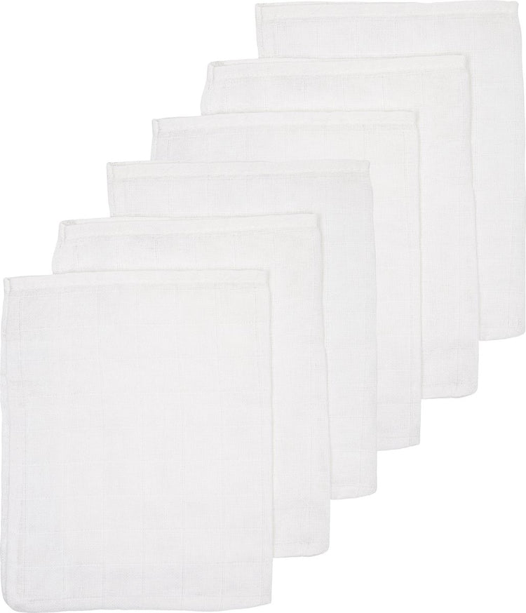 Meyco baby uni washandjes - 6-pack - hydrofiel - white - 20x17cm