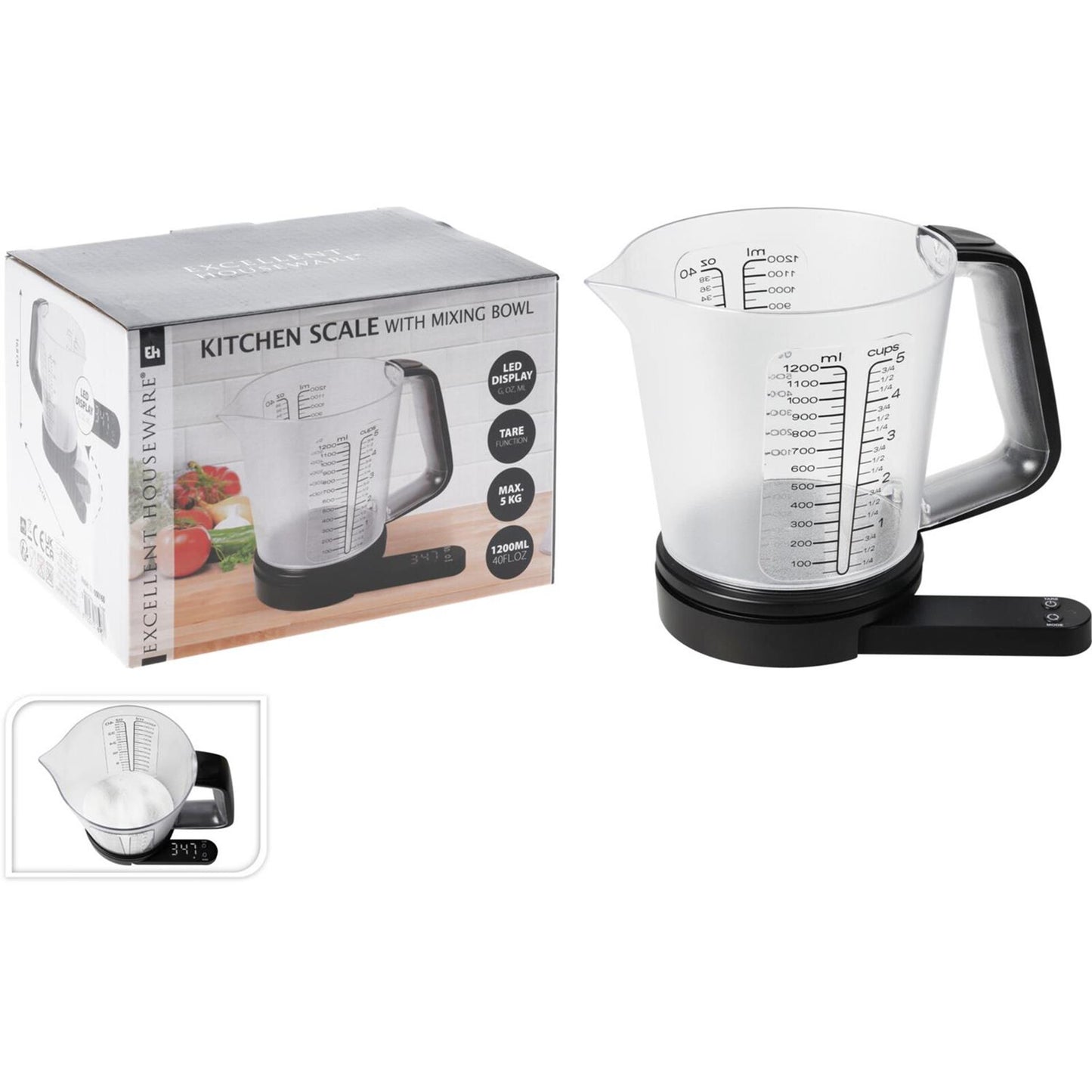 Excellent houseware keukenweegschaal met maatbeker
