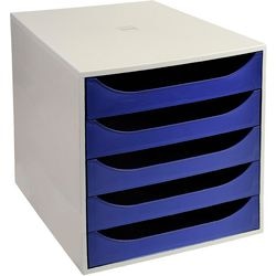 Ladenkastje office depot 5 laden grijs blauw