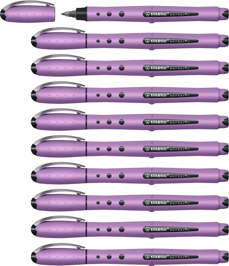 Stabilo worker+ - rollerball 0.5 mm - naturecolors wildflower - grijs violet - doos 10 stuks