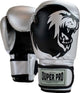 Super pro combat gear talent (kick)bokshandschoenen zilver zwart 8oz