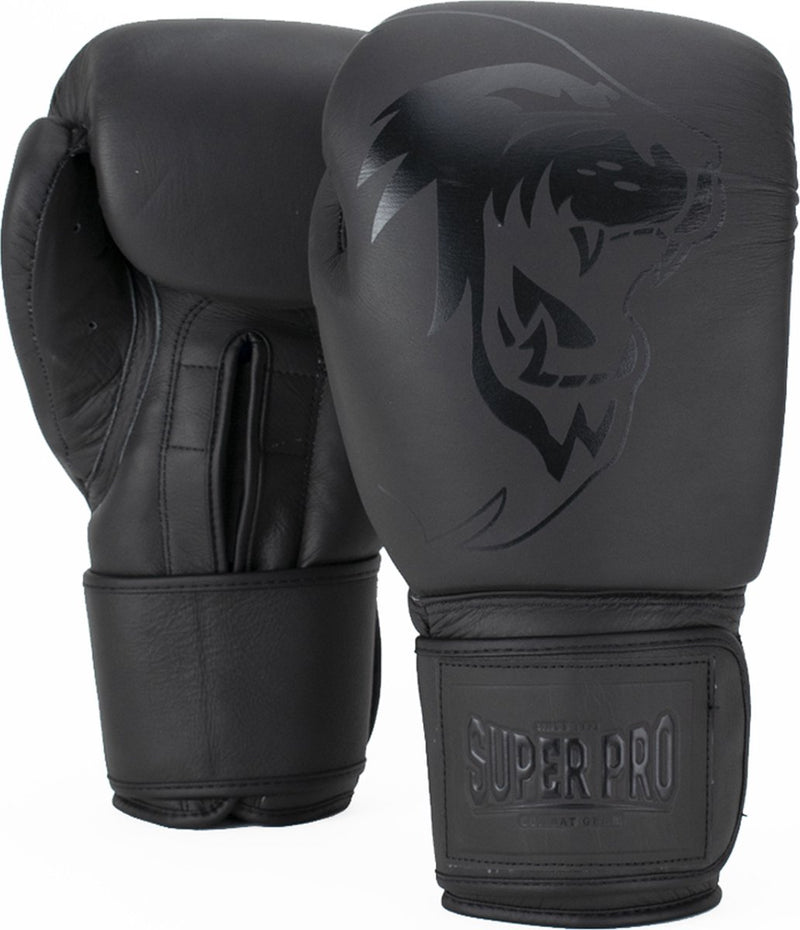 Super pro combat gear legend lederen (kick)bokshandschoenen grijs 16oz
