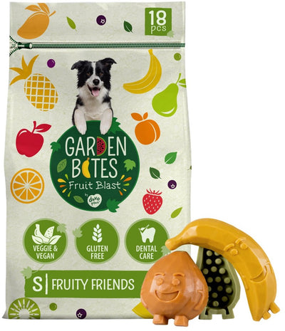 Garden bites duvoplus - fruity friends hondensnacks - hondensnoepjes - vegetarisch glutenvrij - small 18st