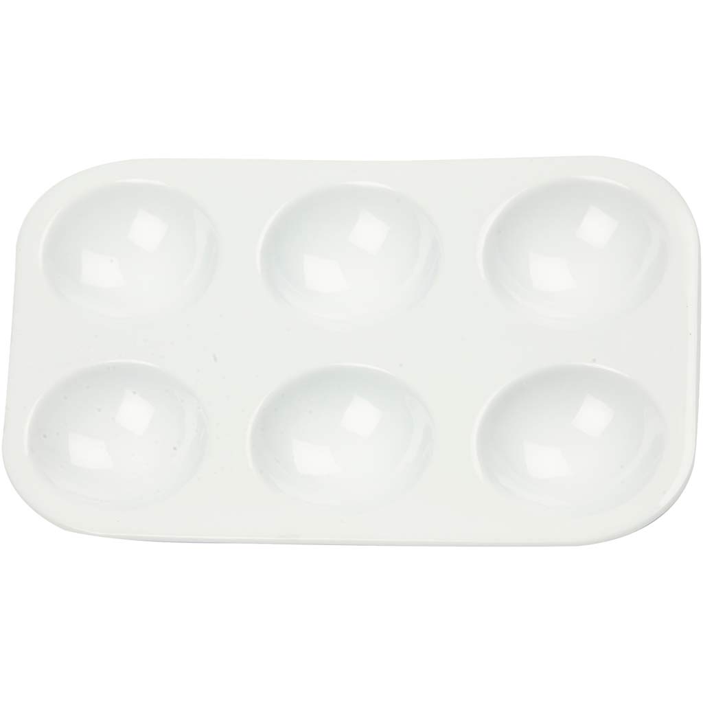 Palet, rechthoekig palet met 6 vakken, afm 13x8,5 cm, wit, 10 stuk 1 doos