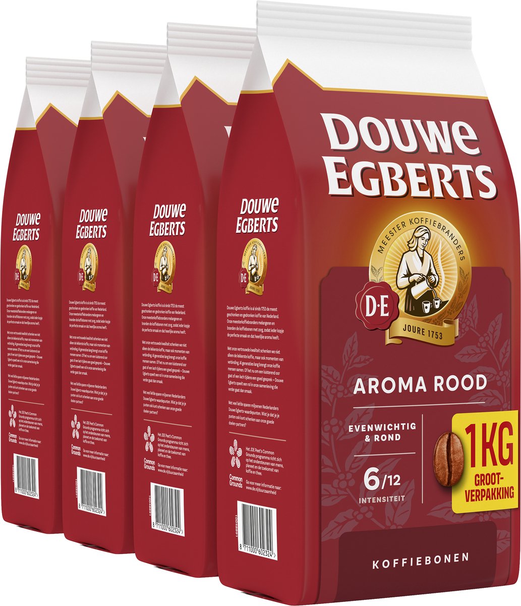 Douwe egberts aroma rood koffiebonen - 4 x 1kg