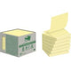 Post-it â® z-notes, gerecycleerd, mini toren, geel, 76 x 76 mm, 6 blokken, non x-wrapped, 100 blaadjes blok