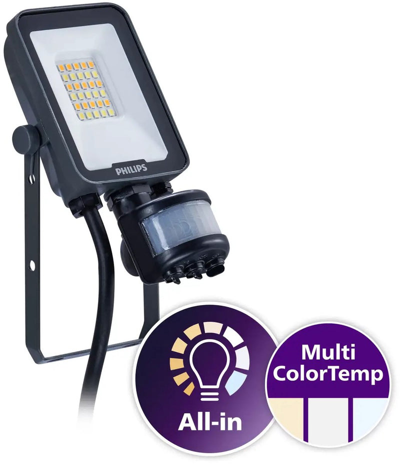 Philips led philips - led breedstraler ledinaire bvp167 10w 1200lm 110d - 830-840-865 cct | ip65 - bewegings- en lichtsensor - symmetrisch
