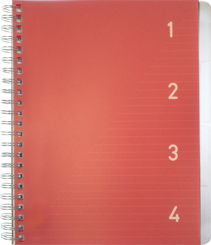 Kangaro 4-in-1 blok – a5 - lijn - 200 pagina's - 60 grams – rood - 4 stuks - k-58382-4