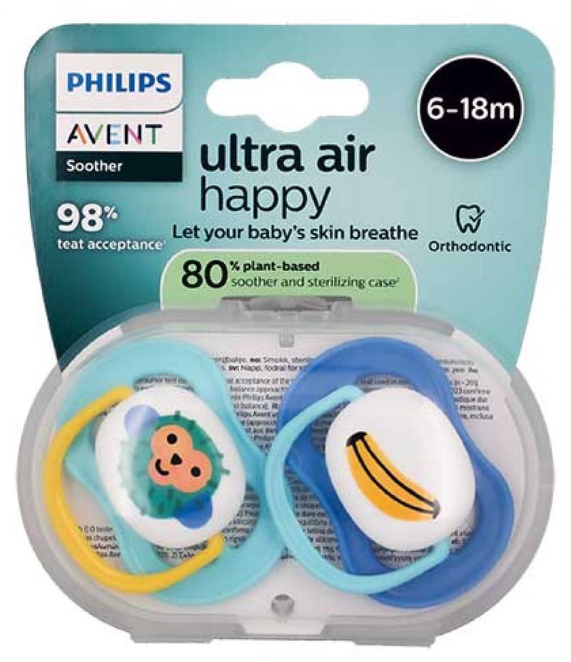 Philips avent avent ultra air happy - fopspeen - 2 orthodontische fopspenen - 6-18 maanden