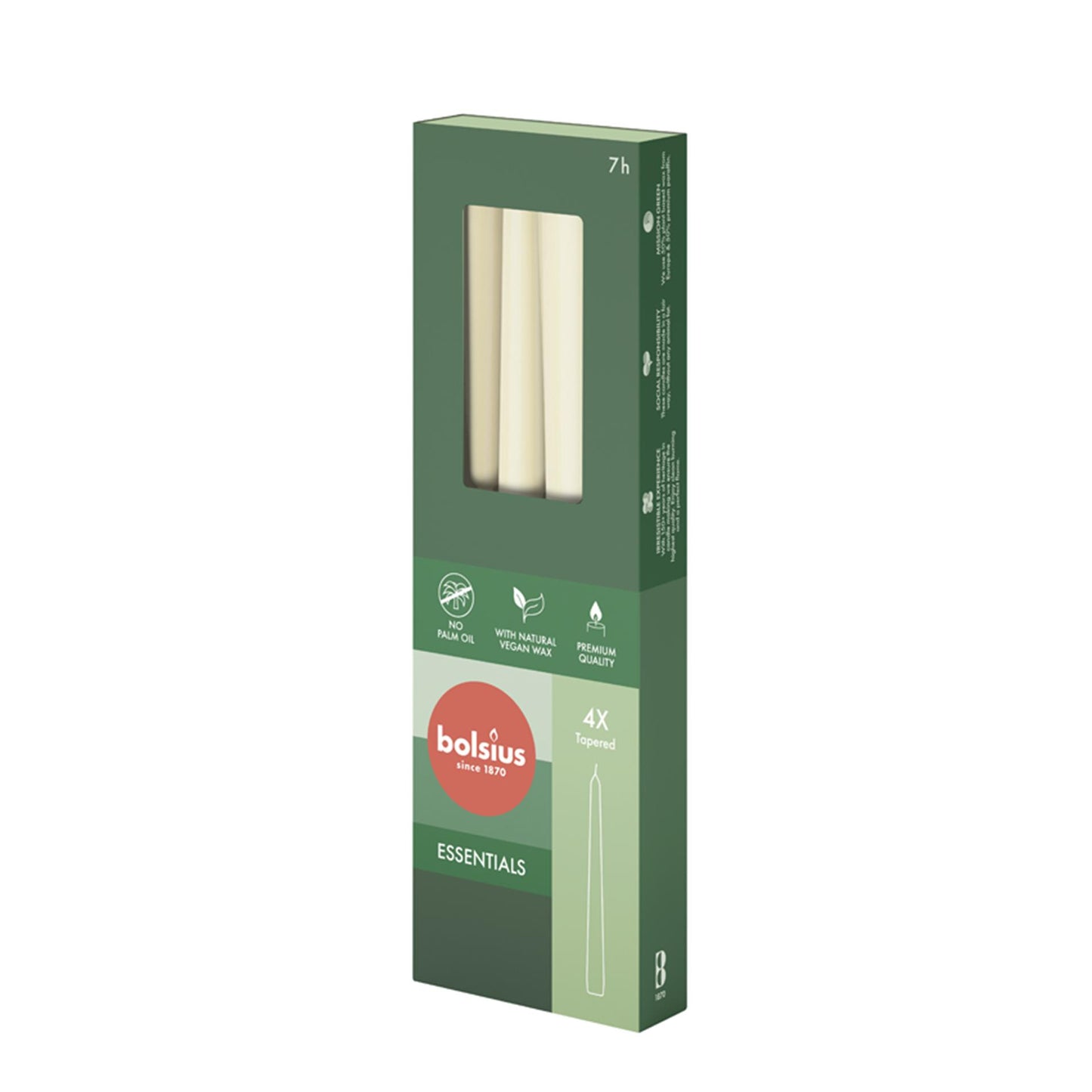 Bolsius essentials gotische kaarsen 245 24 soft pearl 4 stuks in verpakking
