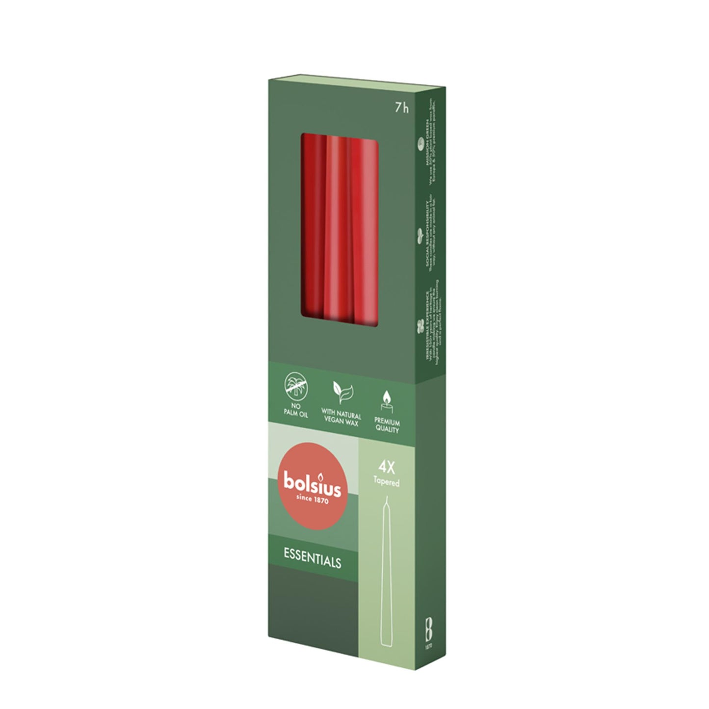 Bolsius essentials gotische kaarsen 245 24 delicate red 4 stuks in verpakking