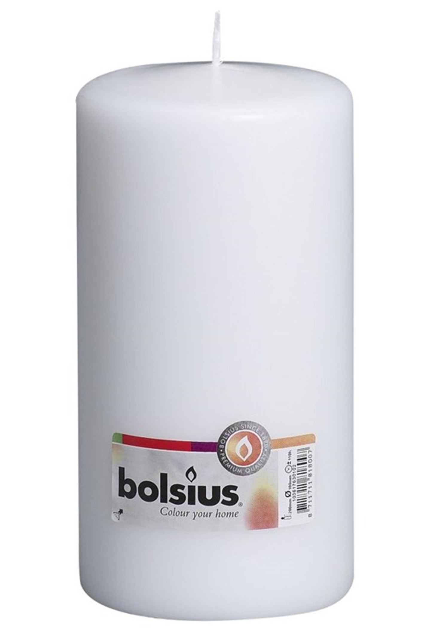 Bolsius stompkaars 200 100mm wit