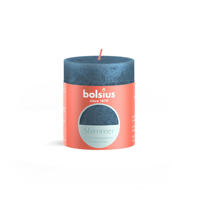Bolsius stompkaars 80 68 shimmer blue
