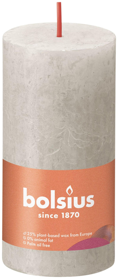 Bolsius shine collection rustiek stompkaars 100 50 sandy grey - zandgrijs