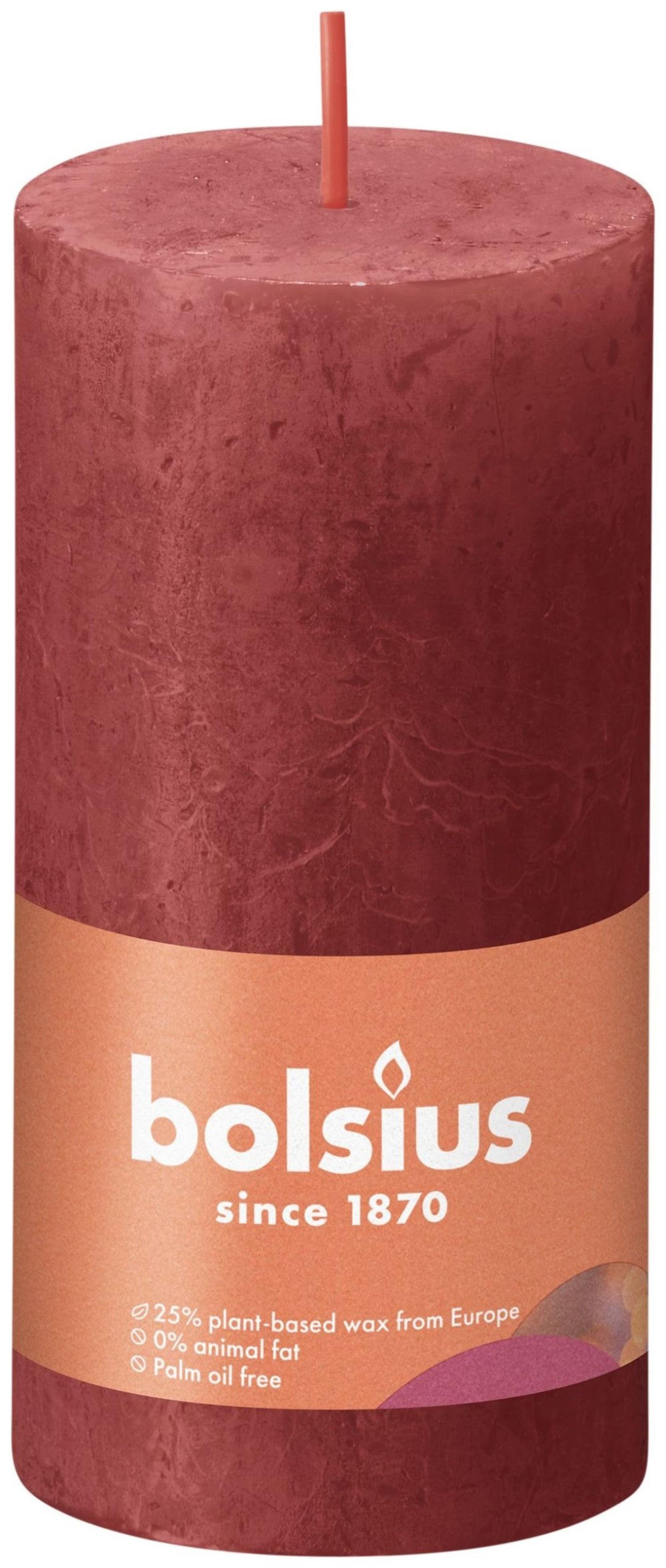Bolsius stompkaars delicate red ø50 mm - hoogte 10 cm - rood - 30 branduren