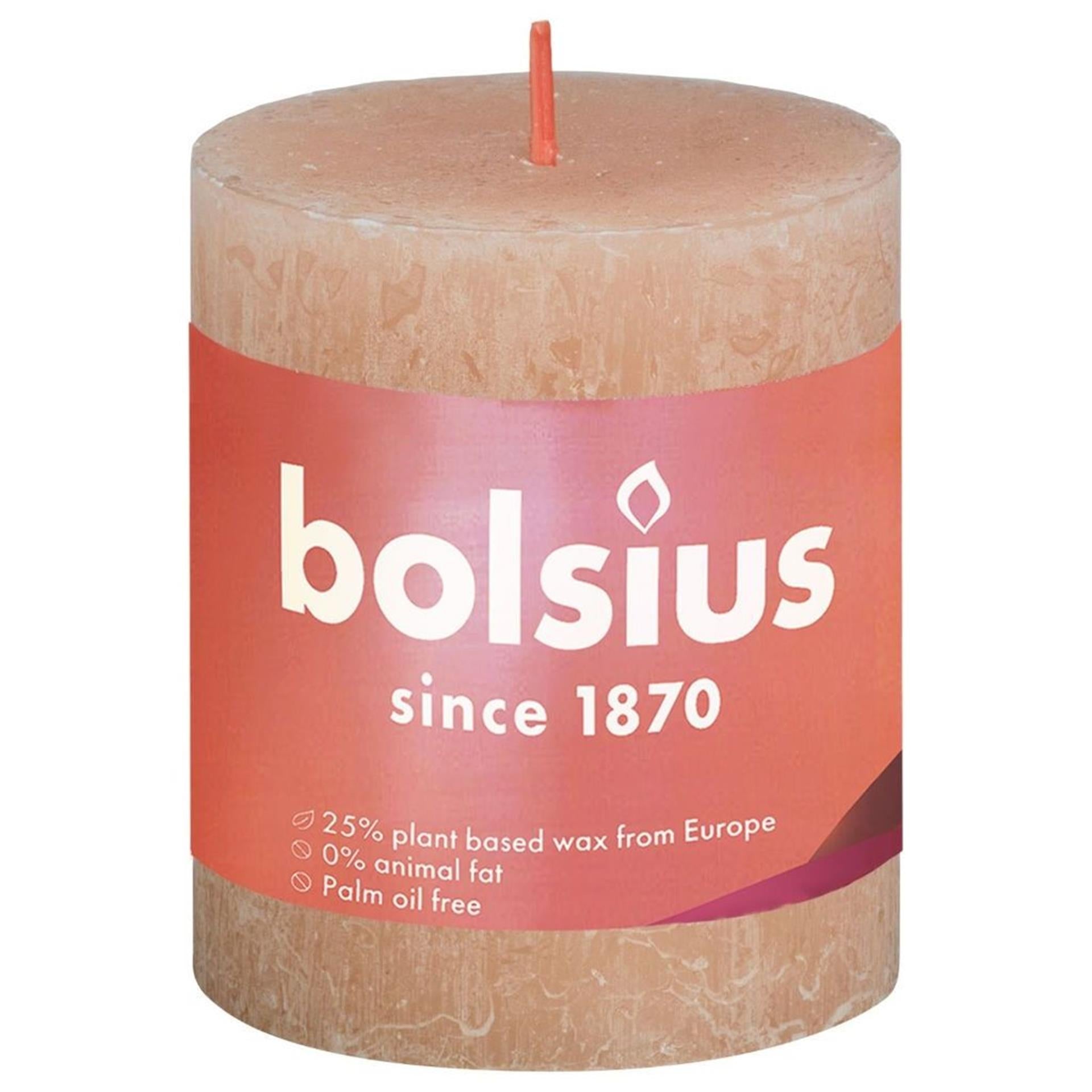 Bolsius rustiek stompkaars shine collection 80 68 misty pink- nevelig roze
