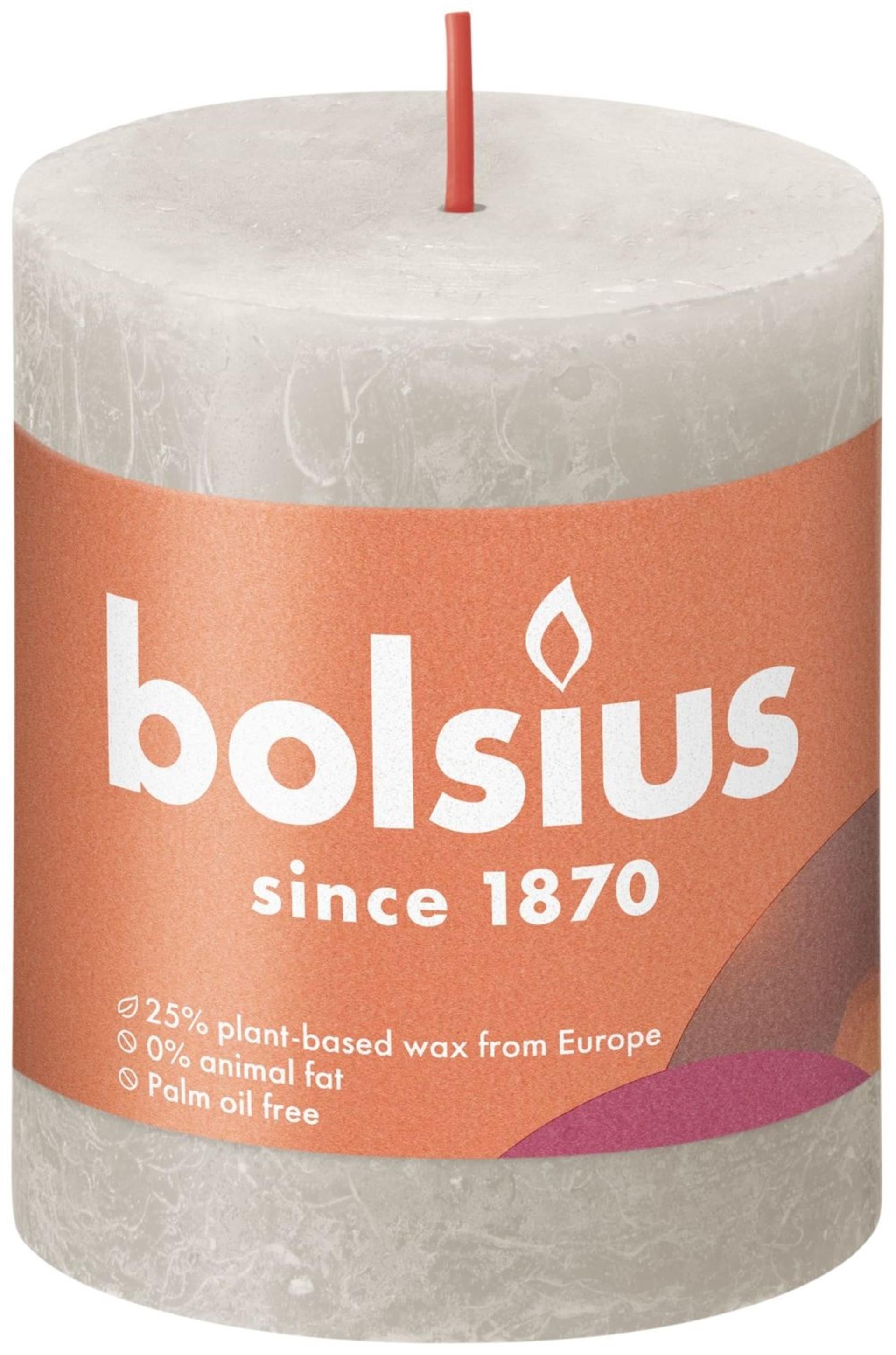 Bolsius shine collection rustiek stompkaars 80 68 sandy grey - zandgrijs