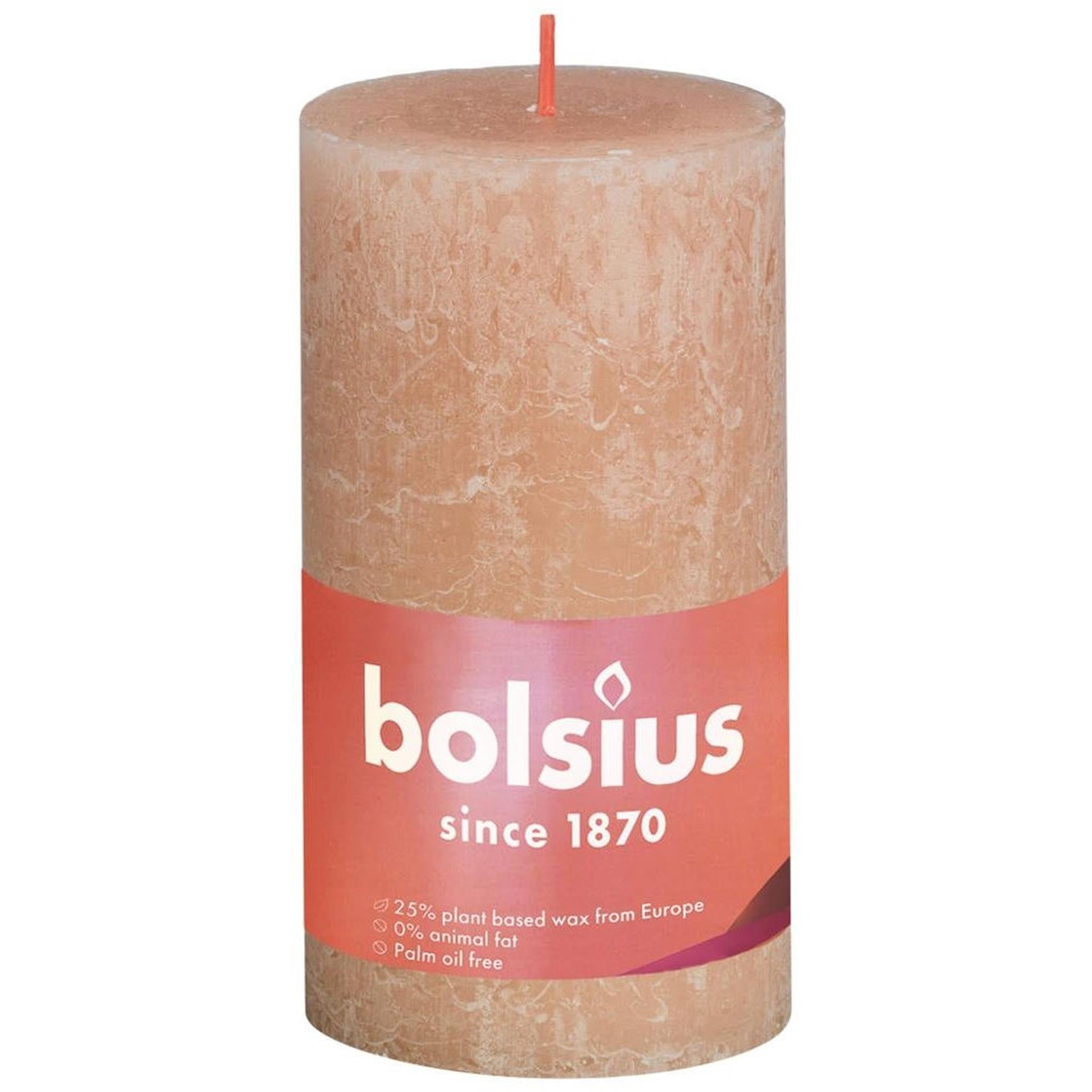 Bolsius rustiek stompkaars shine collection 130 68 misty pink- nevelig roze