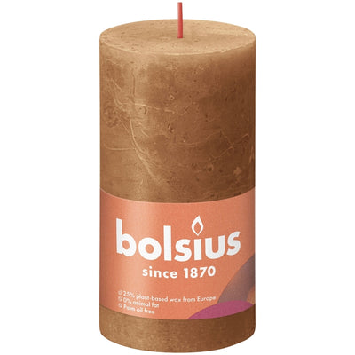 Bolsius rustiek stompkaars 130 68 bruin