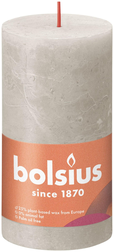 Bolsius rustiek stompkaars 130 68 grijs