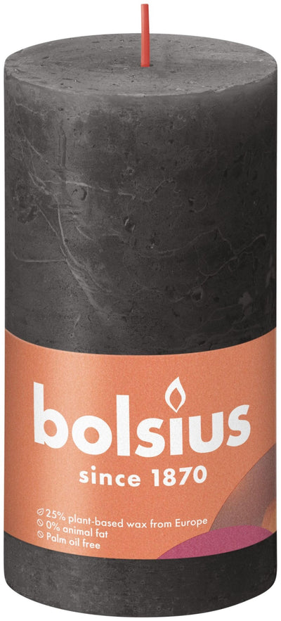 Bolsius rustiek stompkaars 130 68 stormy grey-stormgrijs