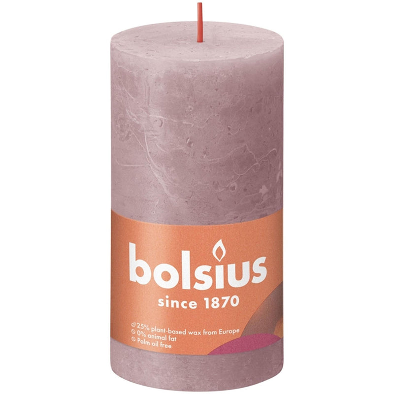 Bolsius rustiek stompkaars 130 68 rose