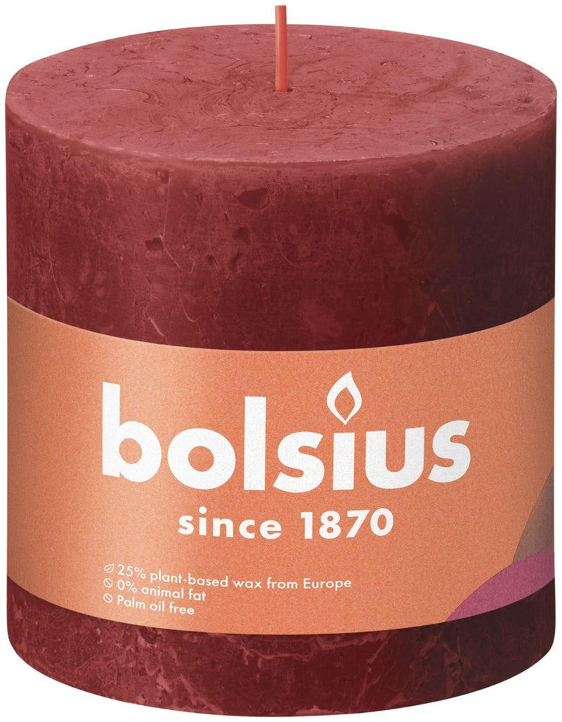Bolsius rustiek stompkaars 100 100 rood
