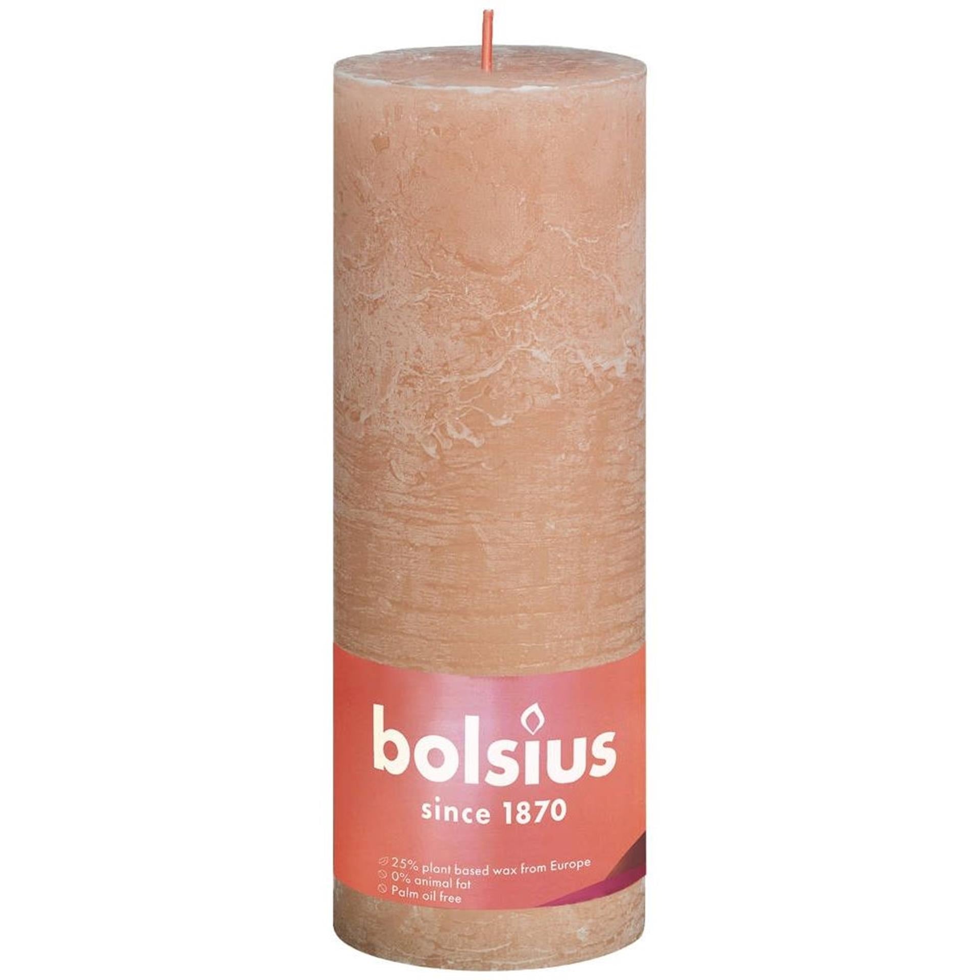 Bolsius rustiek stompkaars shine collection 190 68 misty pink- nevelig roze