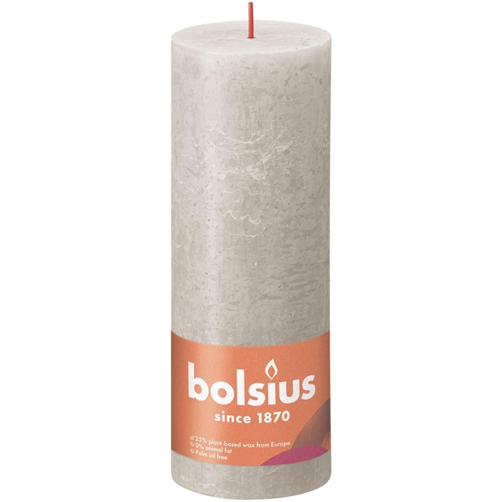 Bolsius shine collection rustiek stompkaars 190 68 sandy grey - zandgrijs