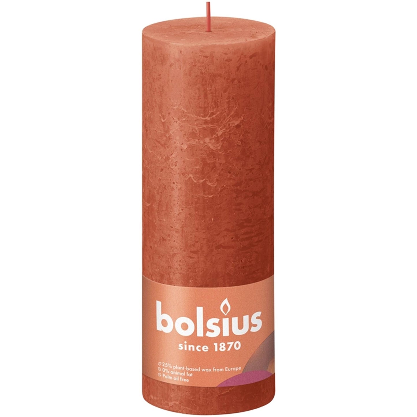 Bolsius shine collection rustiek stompkaars 190 68 earthy orange- aards oranje