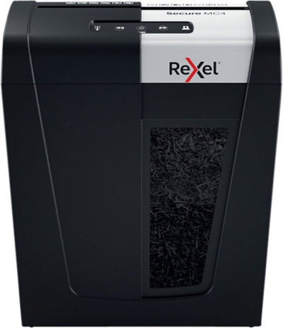 Rexel secure mc4 fluisterstille papierversnipperaar - p5 microsnippers - tot 4 vel - 14l - zwart