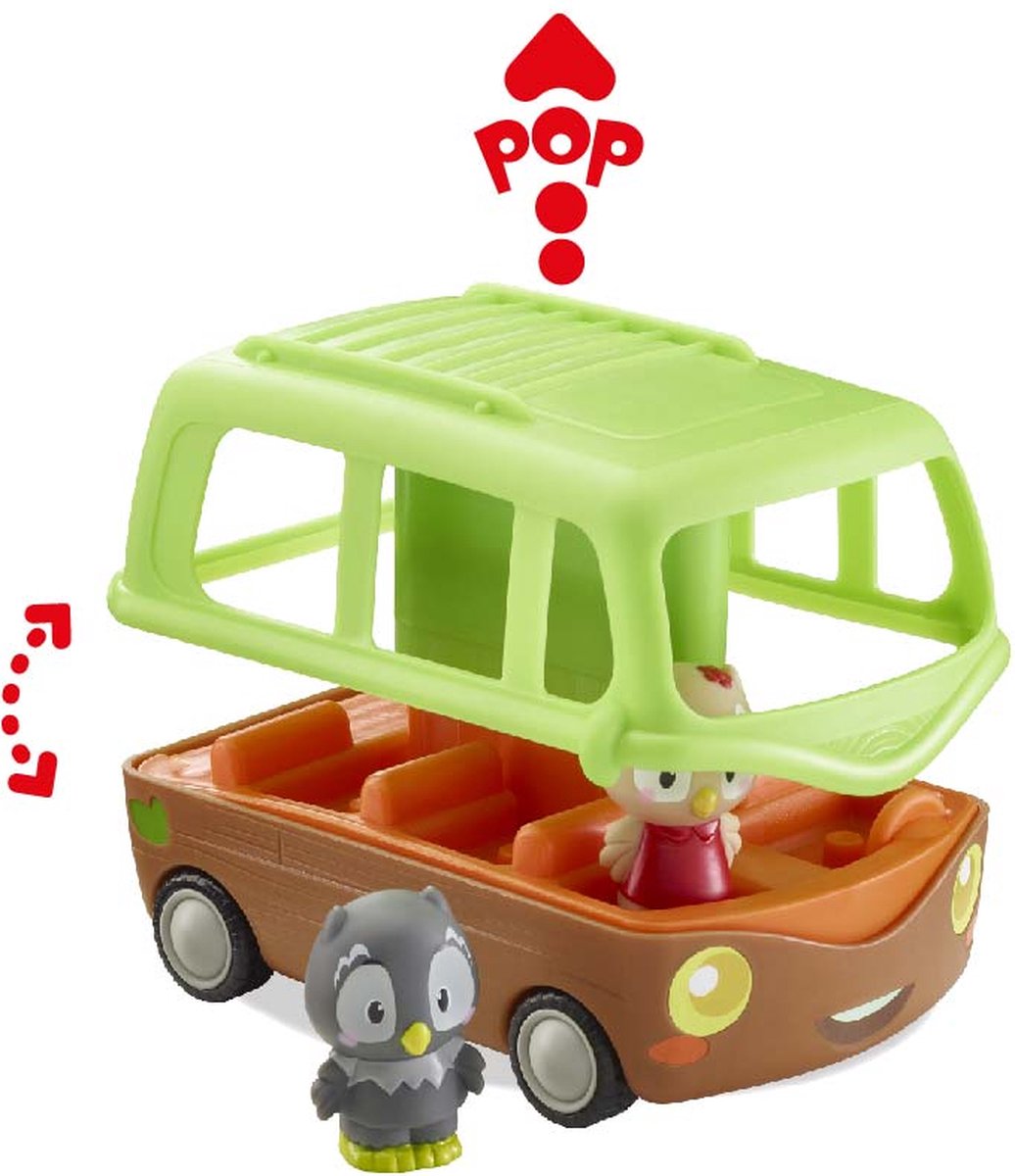 Klorofil de avonturen bus speelset - interactief kinderspeelgoed - met figuur uit de nocty familie van uilen - speelgoed vanaf 18 maanden