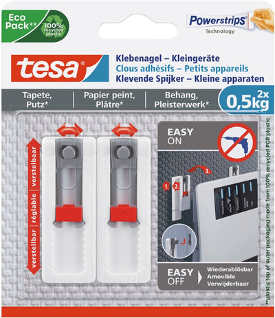 Tesa verstelbare nagel behang pleister in hoogte en breedte verstelbaar – 0,5 kg spijker