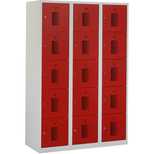 Locker nht 180-3.15 grijs, rood 1.200 x 500 x 1.800 mm