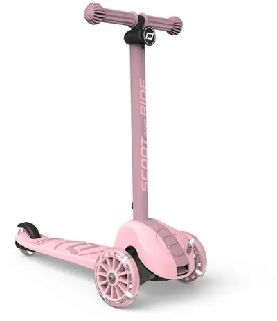 Scoot ride highwaykick 3s - kinderstep - led-wielen, 3 wielen en 2-voudige besturing - 3+ jaar (96-130 cm), max 50 kg - pu wielen 120 80 mm, rose
