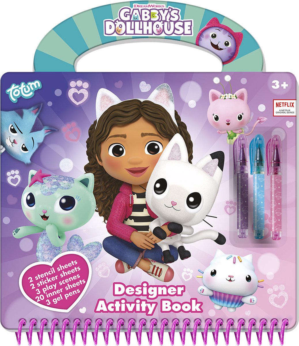 Totum gabby’s poppenhuis designer vakantie doeboek - tekenen schrijven stickeren, 25 delig - gabby’s dollhouse creatief speelgoed meisjes vanaf 3 jaar cadeautip