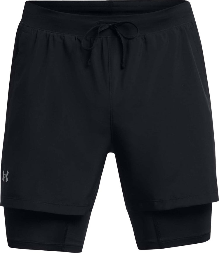 Under armour ua launch 5'' 2-in-1 shorts-blk heren sportbroek - zwart - reflecterend