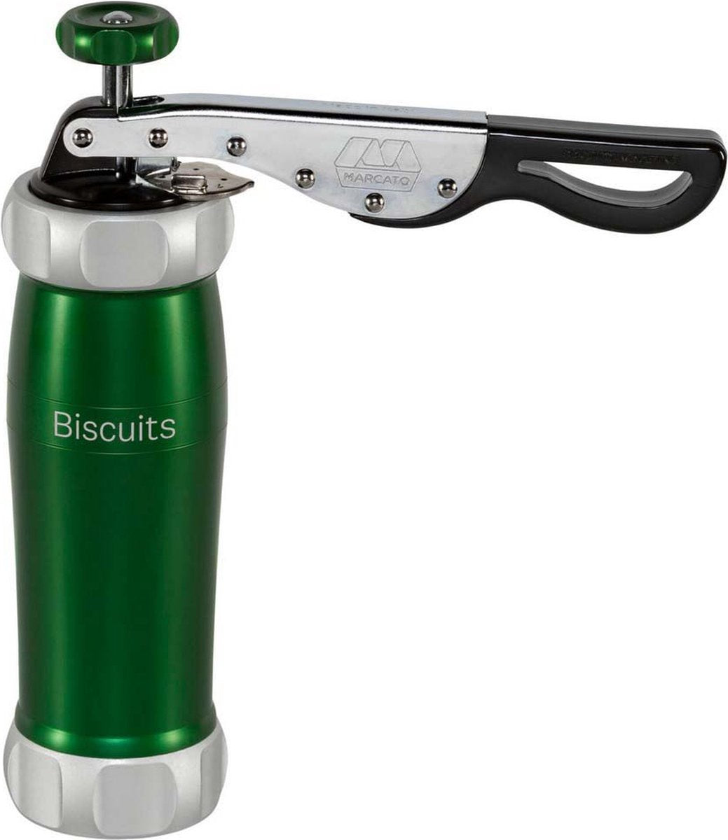 Marcato atlas deluxe koekjesmaker koekjespers met 20 sjablonen aluminium - groen