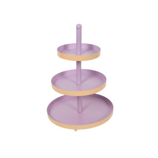 Etagere metaal, 3 laags, ø25*h35cm, coral lilac | 2 stuks