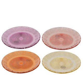 Ontbijtbord glas 18 cm 4 assorti | 4 stuks
