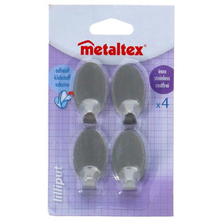 Metaltex plakhaken inox ovaal klein 4 stuks | 10 stuks
