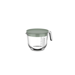 Mepal glas maatbeker met deksel chef it - 1 l - maataanduiding - vaatwasmachine-. magnetron- en ovenbestendig - bakspullen - nordic sage
