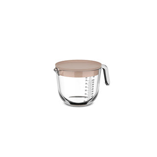 Mepal glas maatbeker met deksel chef it - 1 l - maataanduiding - vaatwasmachine-. magnetron- en ovenbestendig - bakspullen - chalk