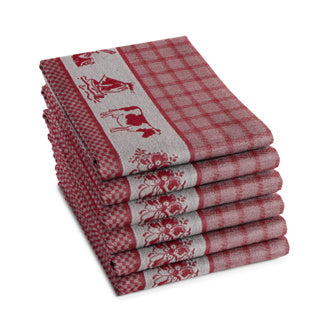 Ddddd theedoek dutchie 60 x 65 red | 6 stuks