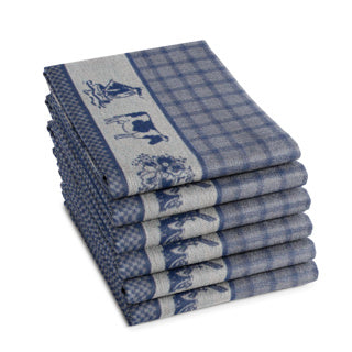 Ddddd theedoek dutchie 60 x 65 blue | 6 stuks